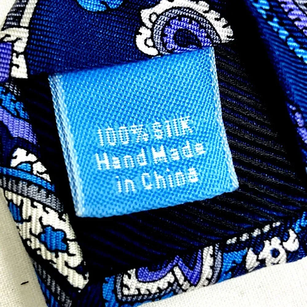 Countess Mara Tie Paisley Floral Blue Purple Repp Weave Silk Preppy Mob Luxury